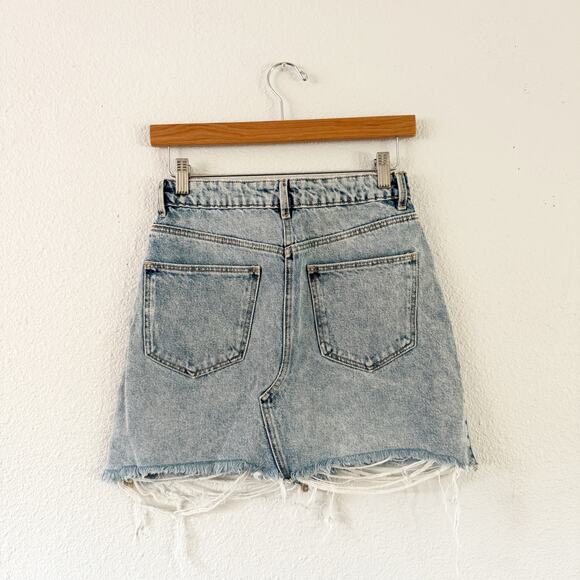 Zara Denim Skirt womens small distressed acid wash jeans - Picture 3 of 5